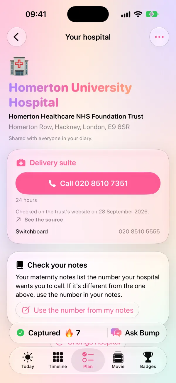 Your hospital, with a button to call its delivery suite